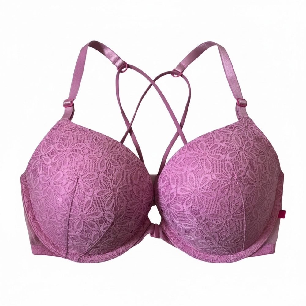 Victoria's Secret Floral Lace‎ Push-Up Bra - Mauve Pink
